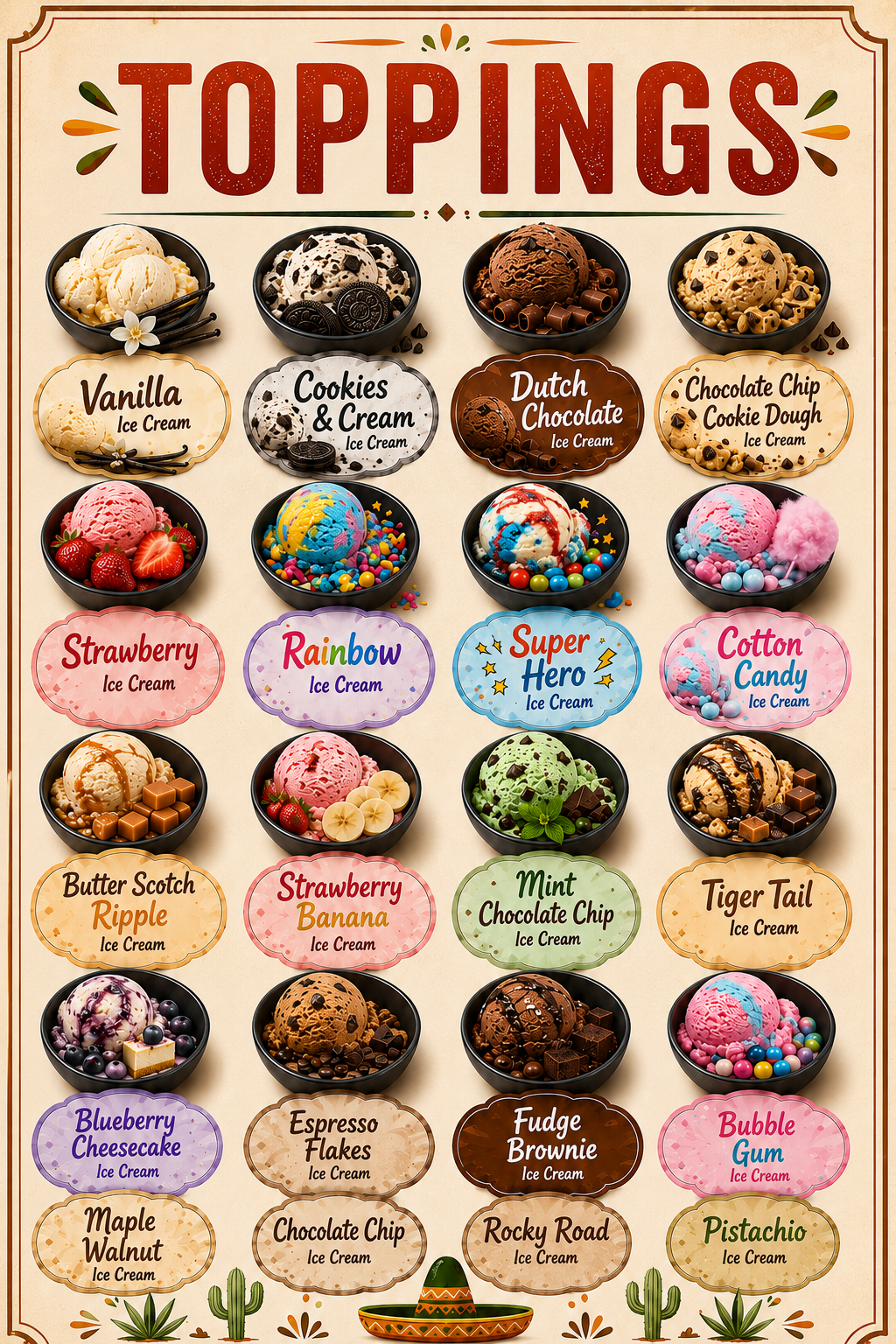 The Social Hub ice cream flavours poster